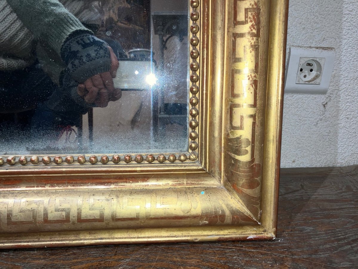 Rare Louis Philippe Large Mirror Golden H 120 Xl 135 Cm-photo-1