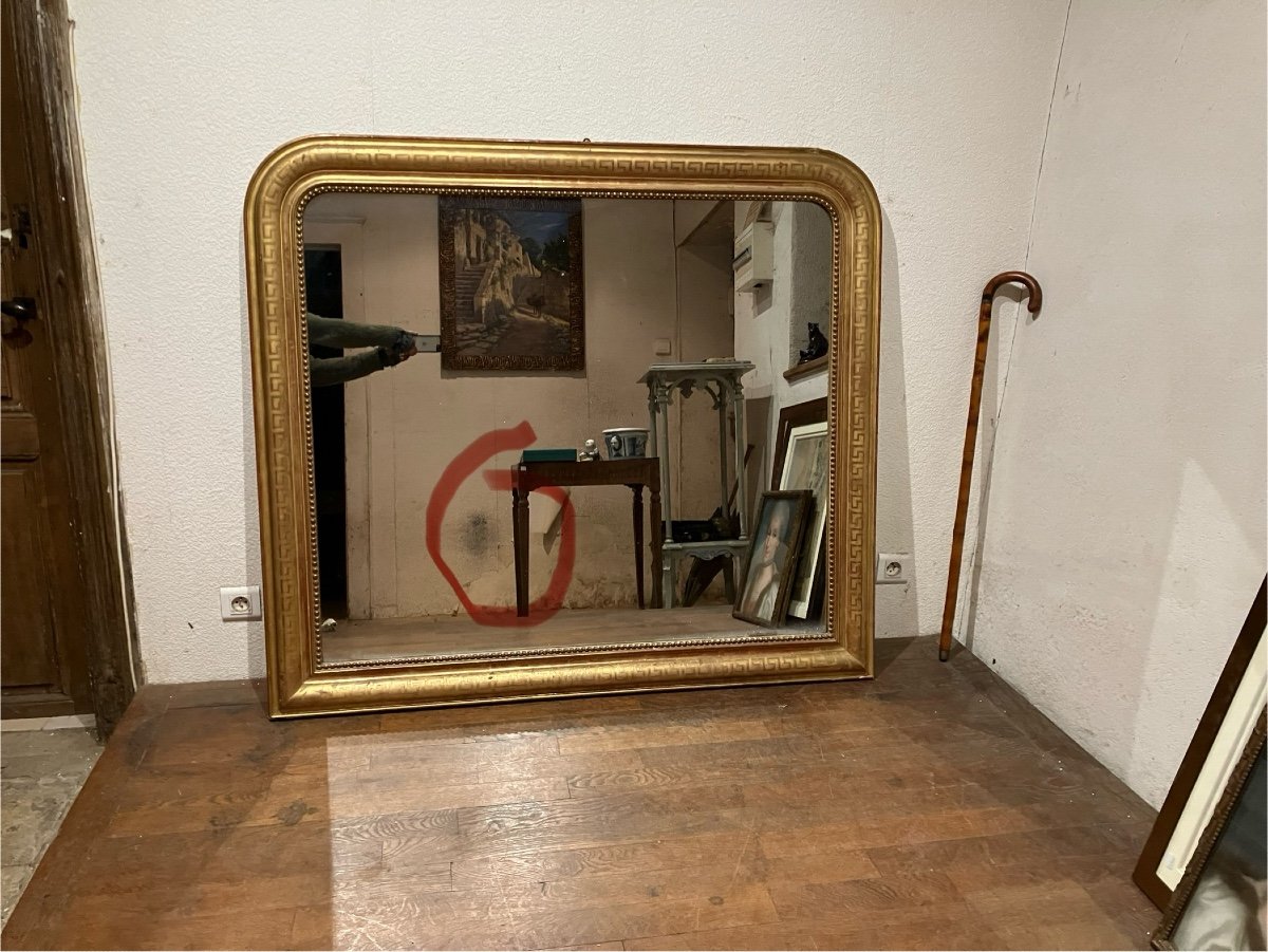 Rare Louis Philippe Large Mirror Golden H 120 Xl 135 Cm-photo-3