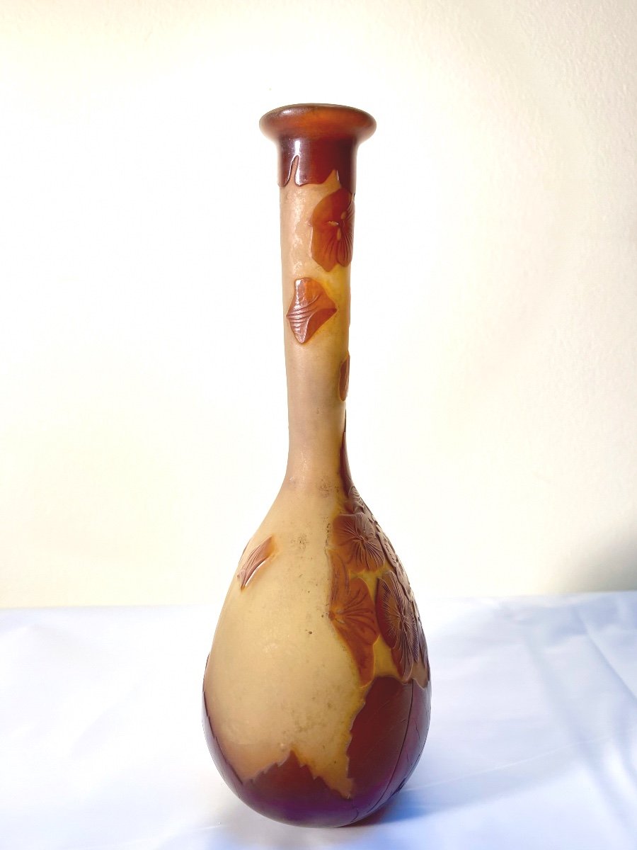Petit Vase Gallé Soliflore Décor Anémones Art Nouveau -photo-1