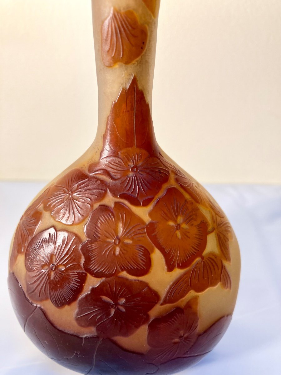 Petit Vase Gallé Soliflore Décor Anémones Art Nouveau -photo-4