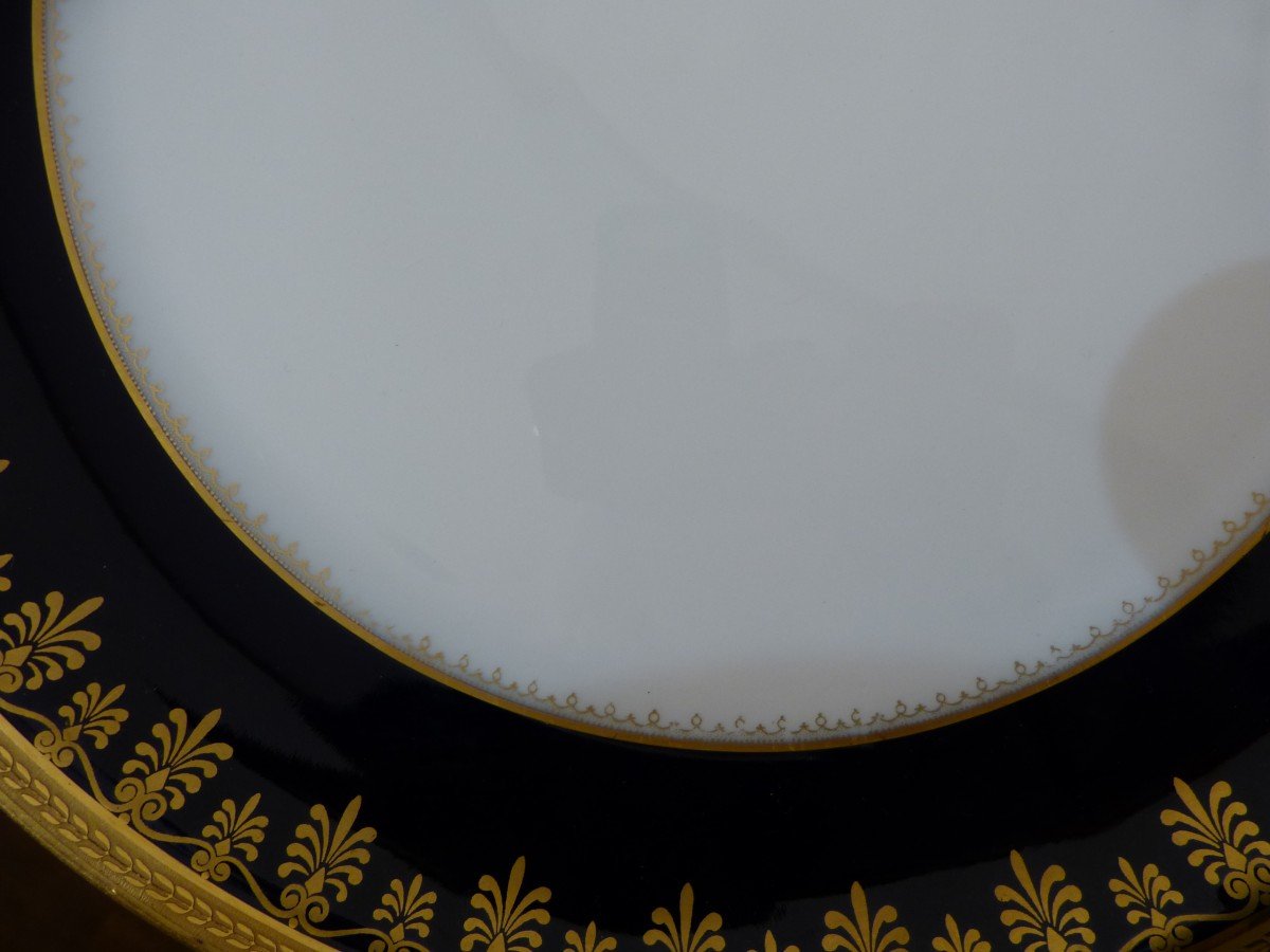 Haviland Limoges Service En Porcelaine Style Empire Bleu Et Or 44 Pièces-photo-4