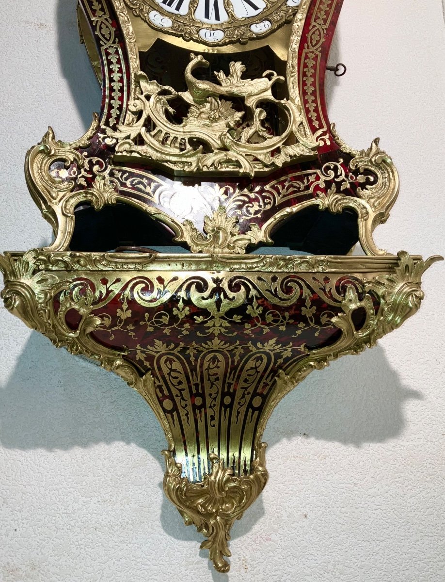 Large Boulle Cartel Red Tortoiseshell 145 Cm, 19th Century-photo-1