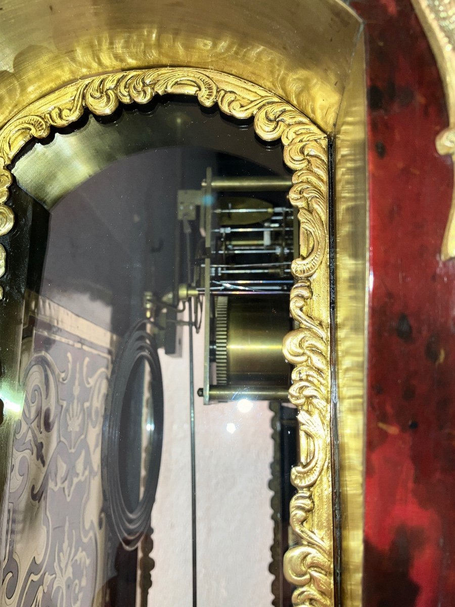 Large Boulle Cartel Red Tortoiseshell 145 Cm, 19th Century-photo-3
