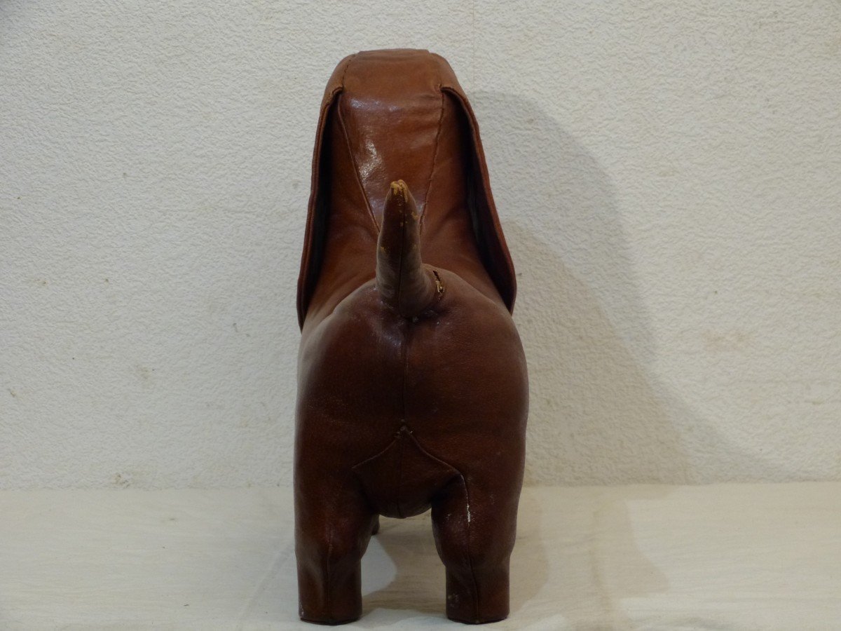Leather Dog By Dimitri Omersa Footrest 1960s-photo-4