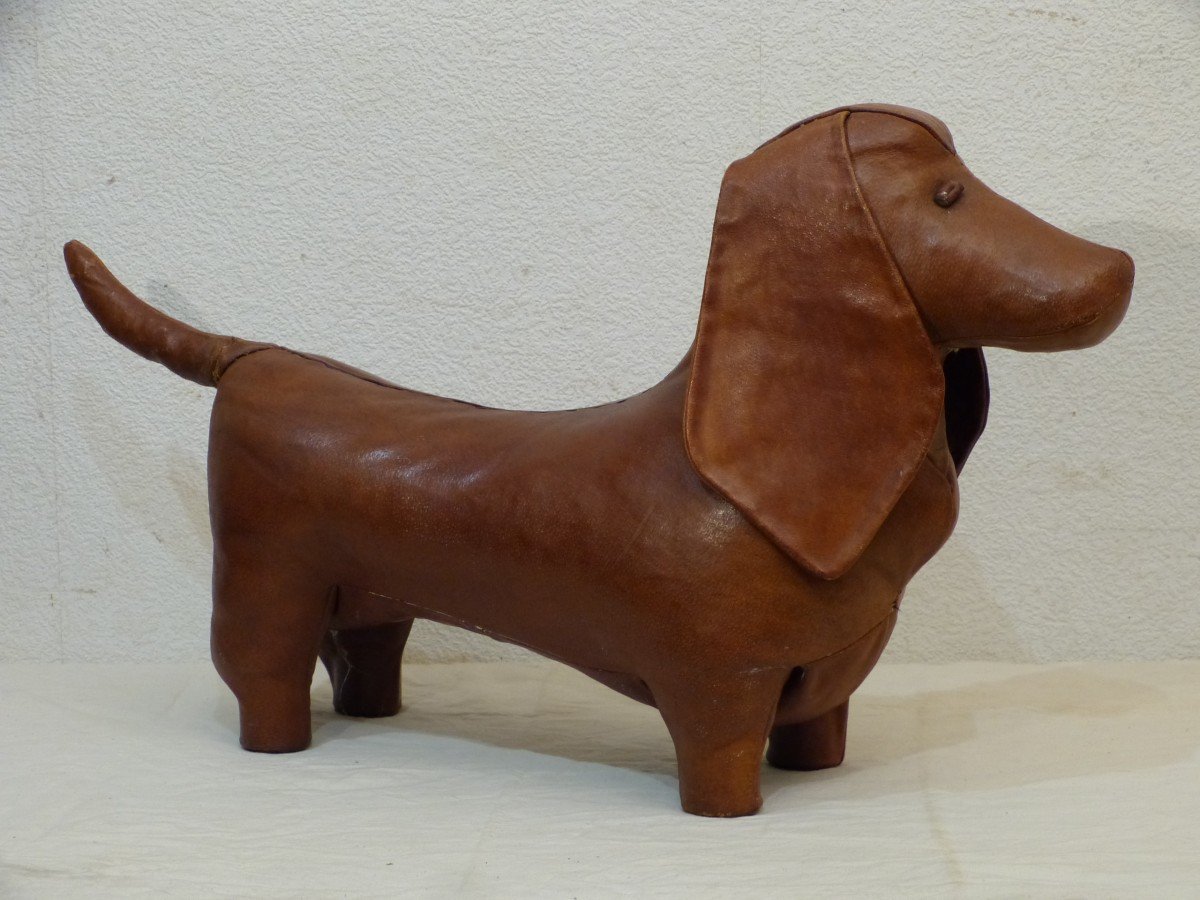 Leather Dog By Dimitri Omersa Footrest 1960s
