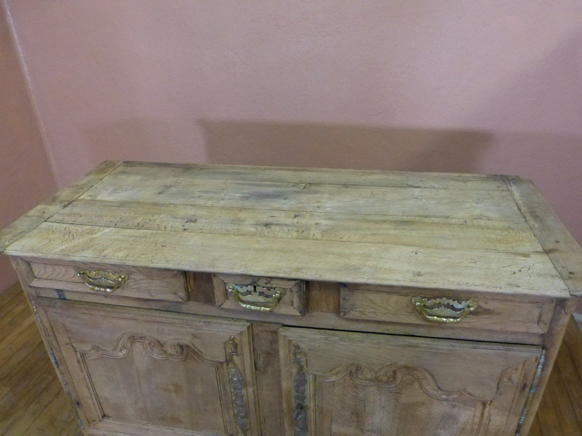 Buffet En Chêne Blanchi Normand 2 Portes 3 Tiroirs 19ème-photo-2