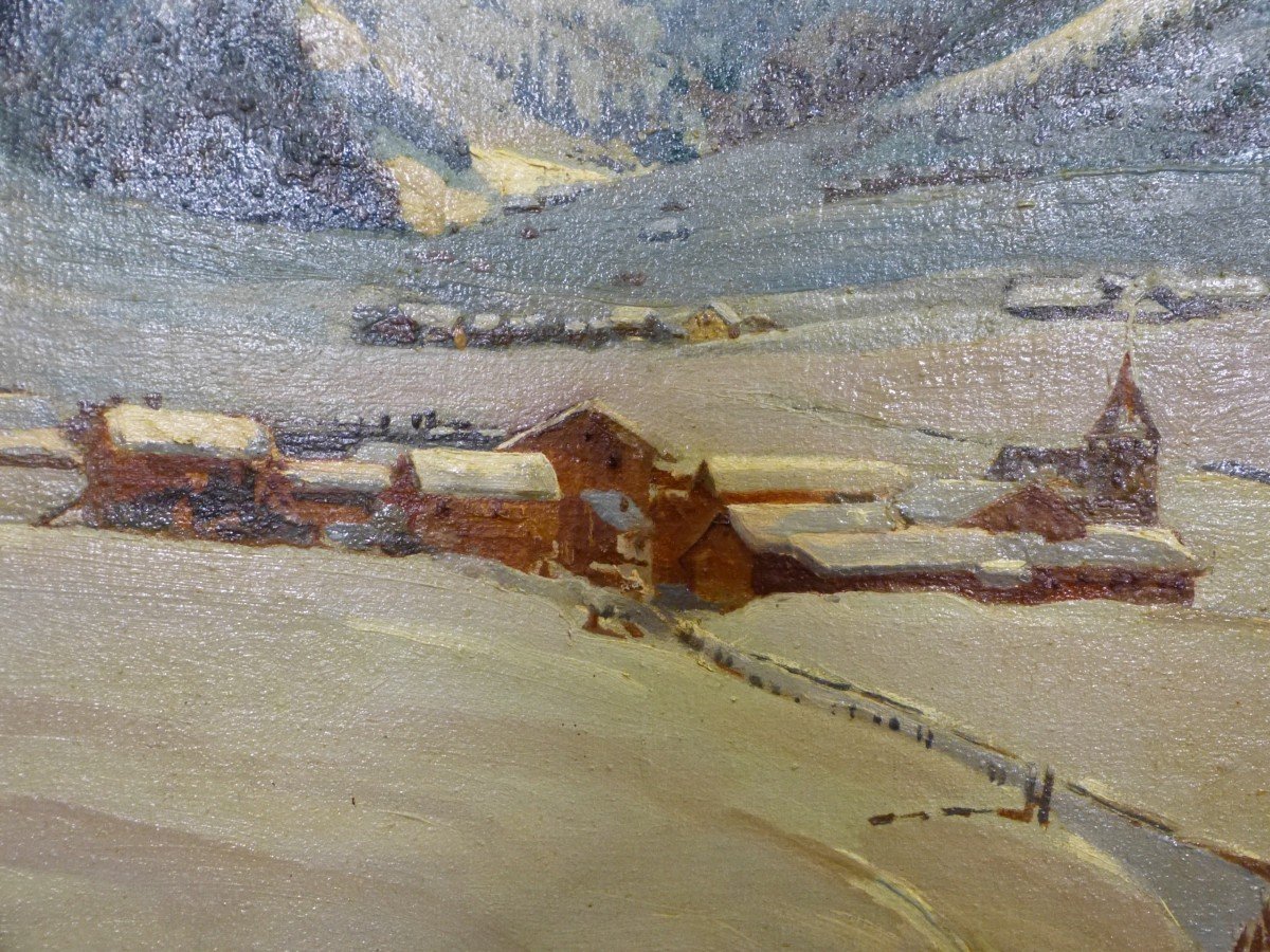 Snow Mountain Landscape Painting By Stuck Alsatian Painter From Saverne-photo-1