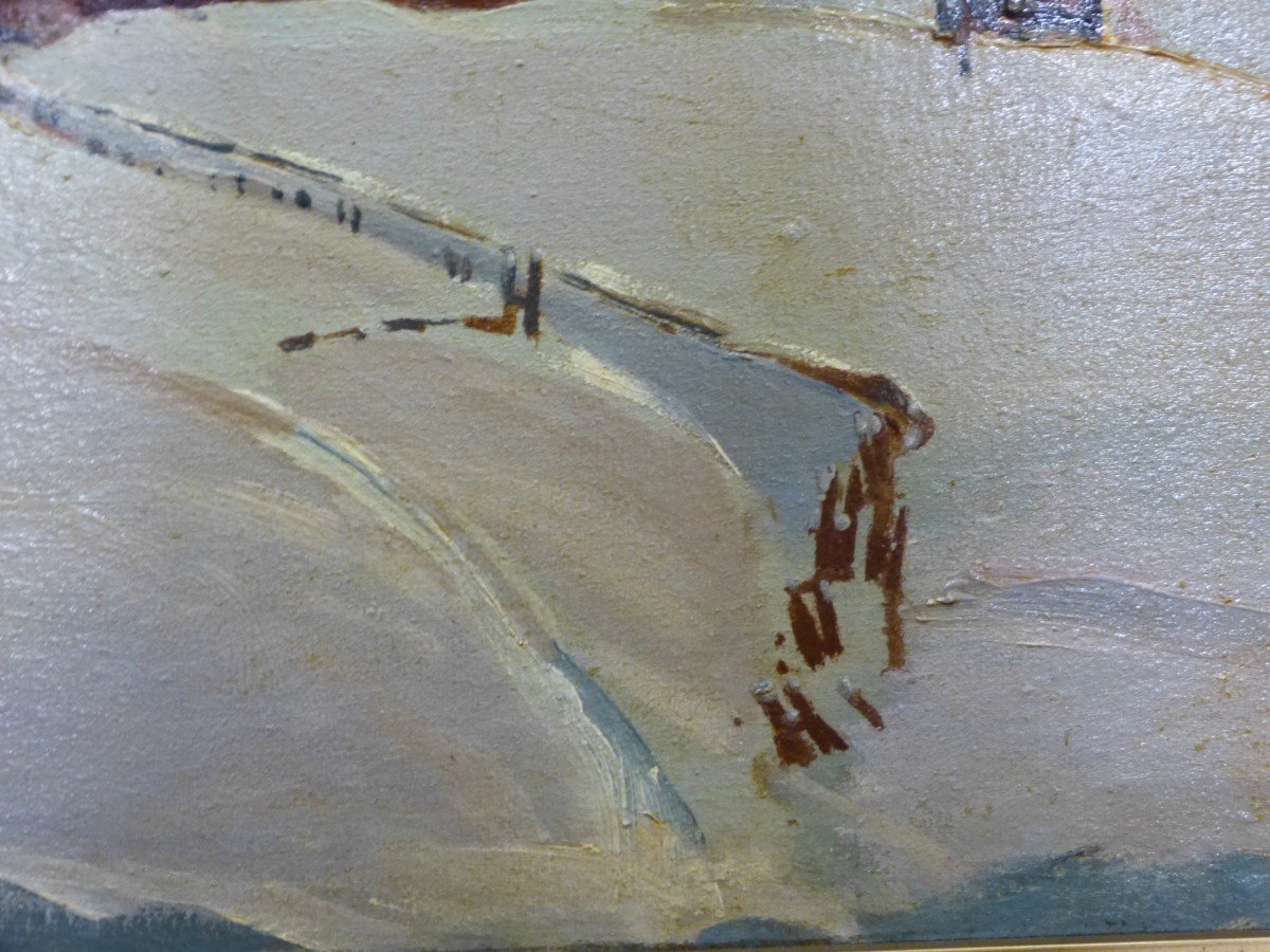 Snow Mountain Landscape Painting By Stuck Alsatian Painter From Saverne-photo-2
