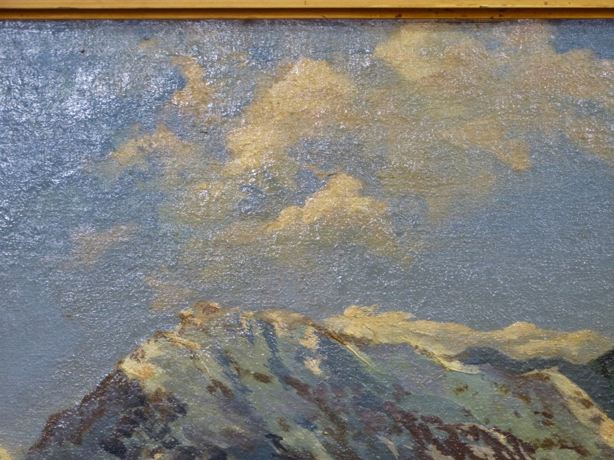 Snow Mountain Landscape Painting By Stuck Alsatian Painter From Saverne-photo-3
