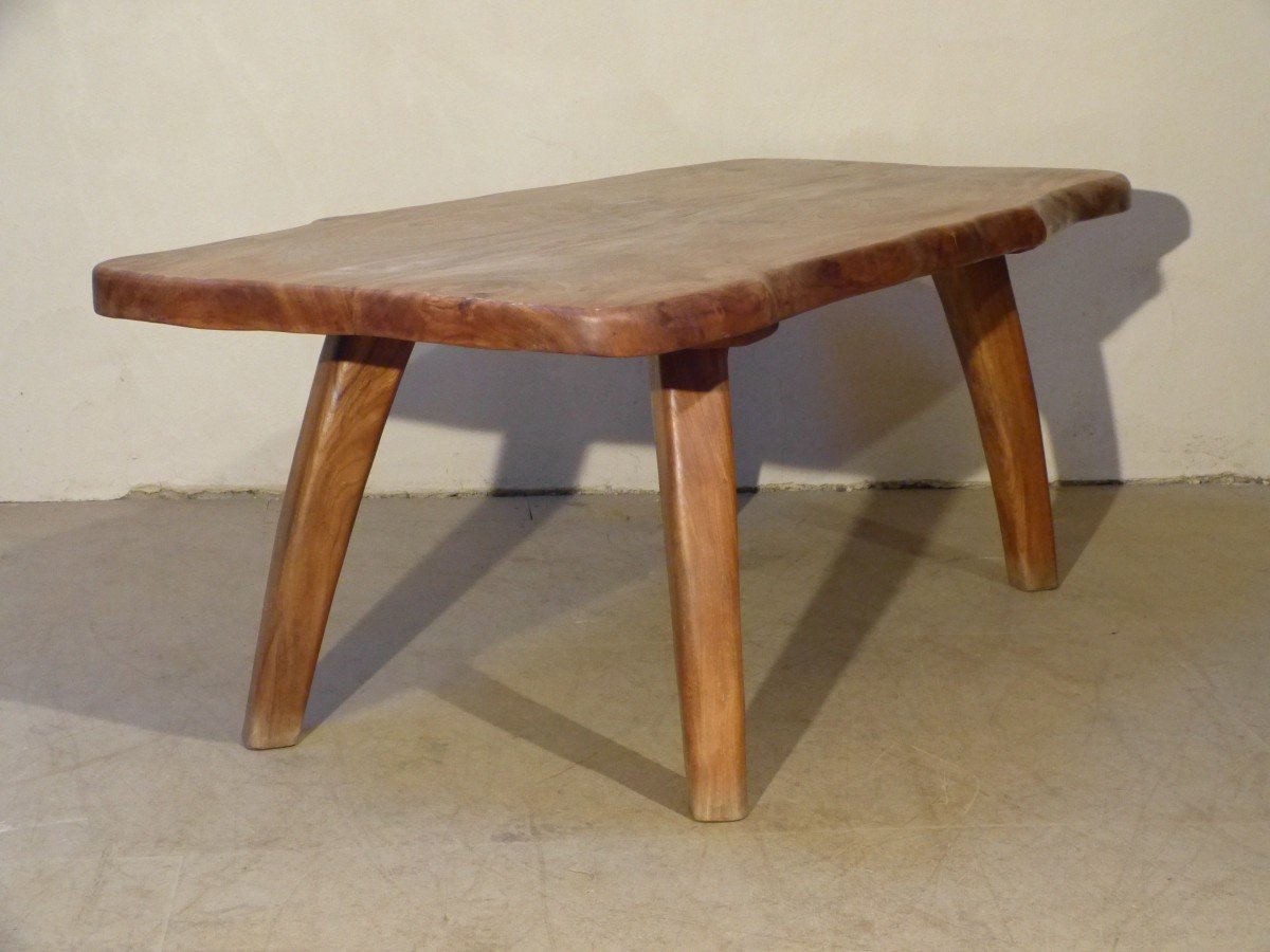 Henri Bataille Grande Table En Frêne Et Pin d'Orégon Plateau 201 X 85 Cm Brutaliste-photo-2