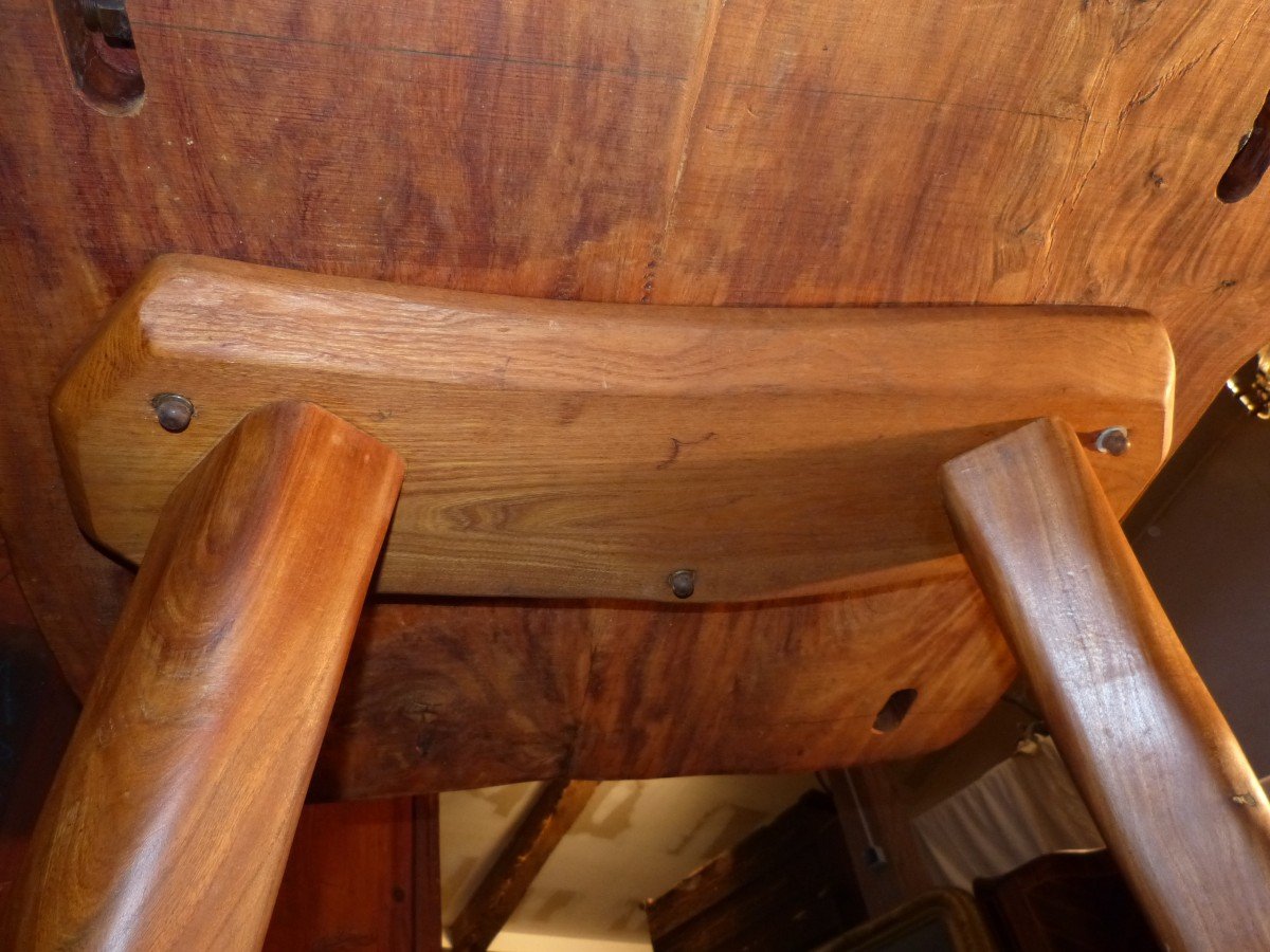 Henri Bataille Grande Table En Frêne Et Pin d'Orégon Plateau 201 X 85 Cm Brutaliste-photo-3
