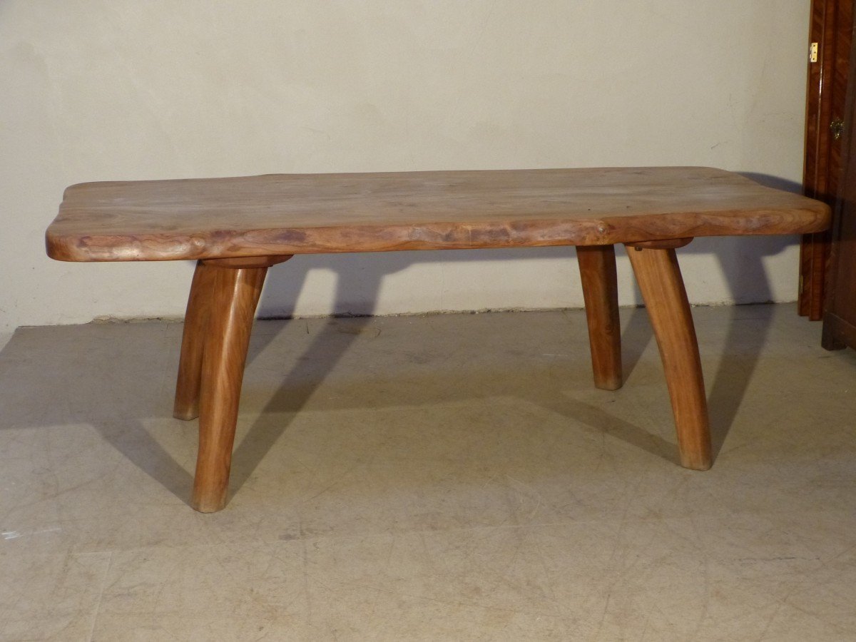 Henri Bataille Grande Table En Frêne Et Pin d'Orégon Plateau 201 X 85 Cm Brutaliste-photo-4