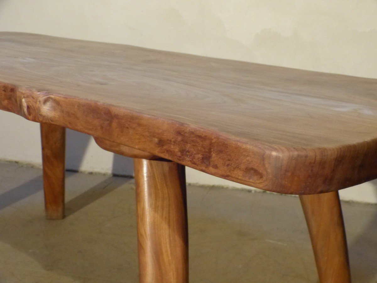 Henri Bataille Grande Table En Frêne Et Pin d'Orégon Plateau 201 X 85 Cm Brutaliste-photo-2