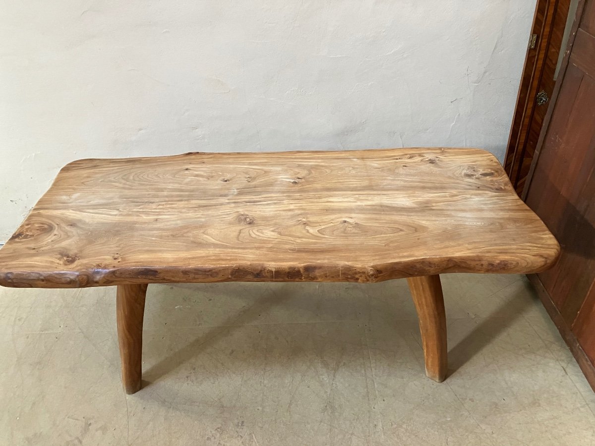 Henri Bataille Grande Table En Frêne Et Pin d'Orégon Plateau 201 X 85 Cm Brutaliste-photo-6