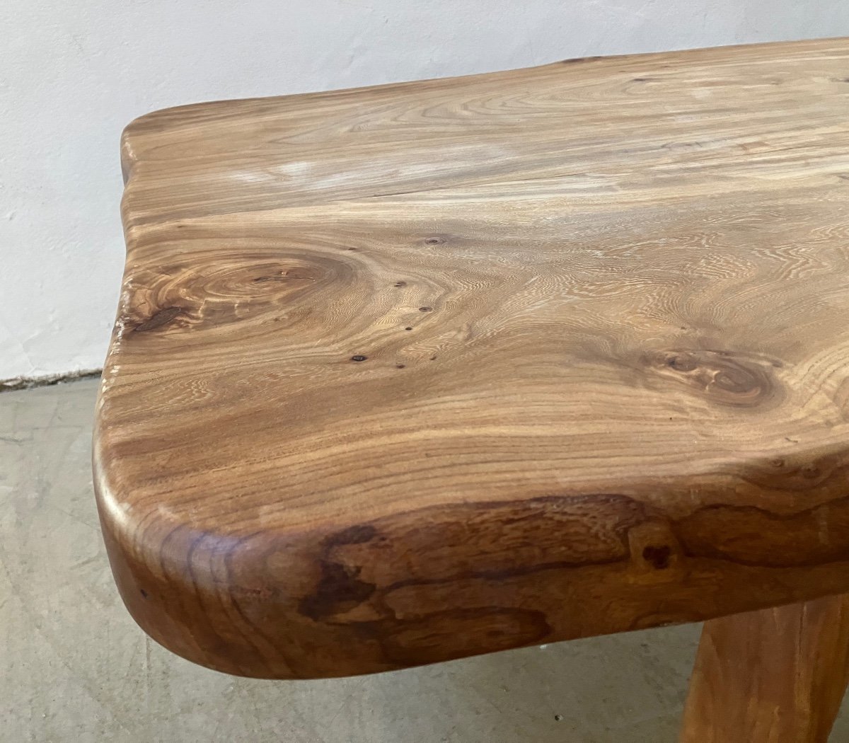 Henri Bataille Grande Table En Frêne Et Pin d'Orégon Plateau 201 X 85 Cm Brutaliste-photo-7