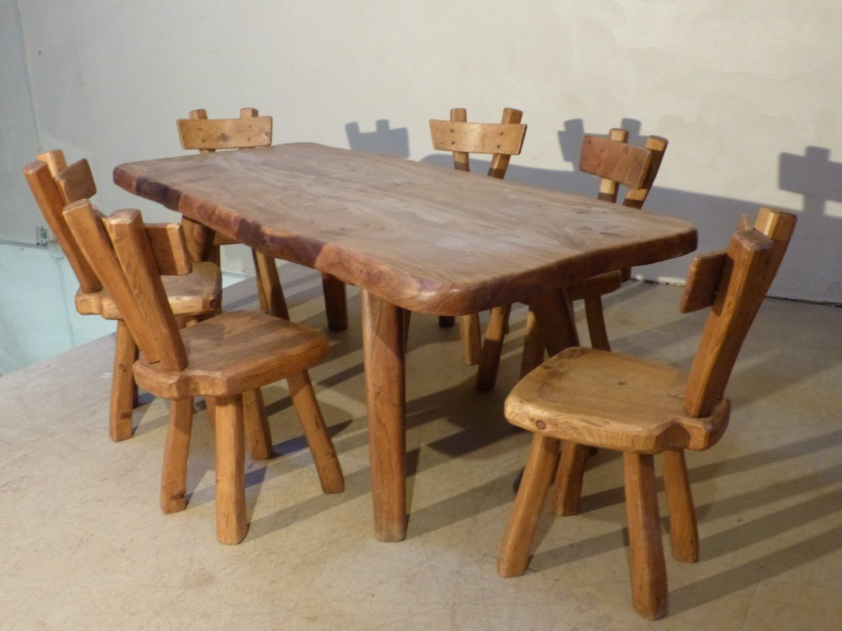 Henri Bataille Large Table In Ash And Oregon Pine Top 201 X 85 Cm Brutalist