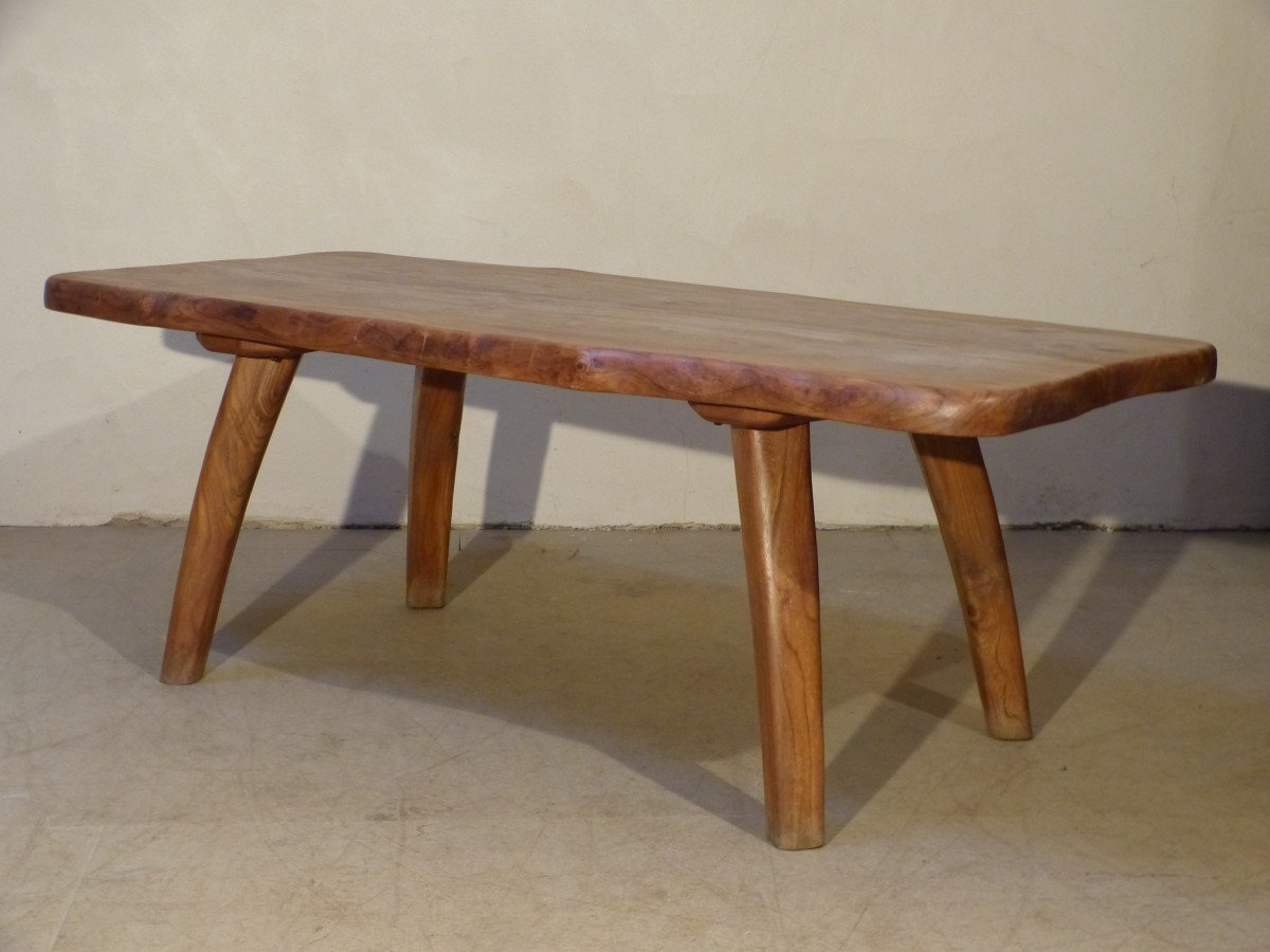 Henri Bataille Grande Table En Frêne Et Pin d'Orégon Plateau 201 X 85 Cm Brutaliste