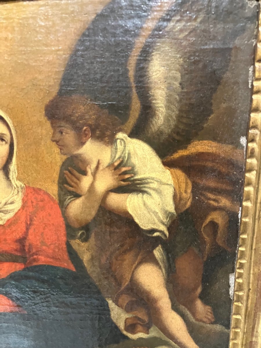 Annibal  Carrache (d’après) Vierge à L’enfant En Majesté  17 eme  École Italienne -photo-2