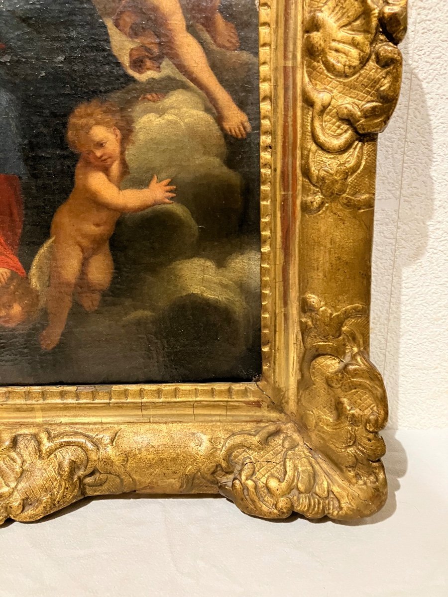 Annibal  Carrache (d’après) Vierge à L’enfant En Majesté  17 eme  École Italienne -photo-2