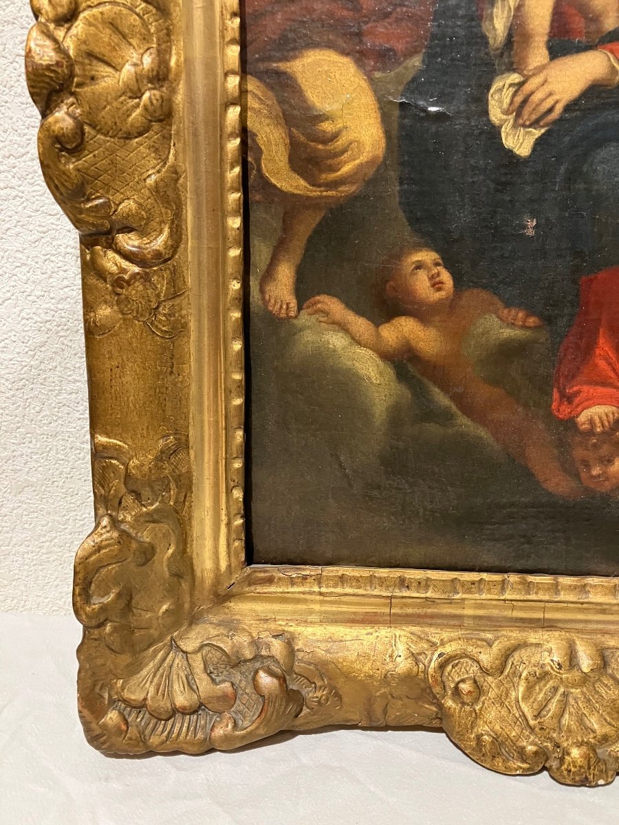 Annibal  Carrache (d’après) Vierge à L’enfant En Majesté  17 eme  École Italienne -photo-3