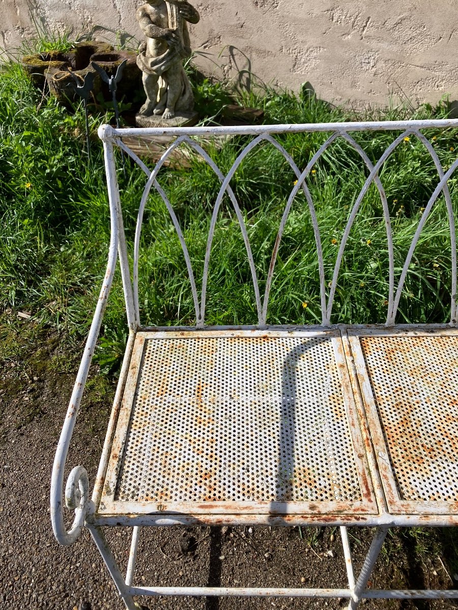 Rare Wrought Iron Garden Bench Right Back 19th-photo-2
