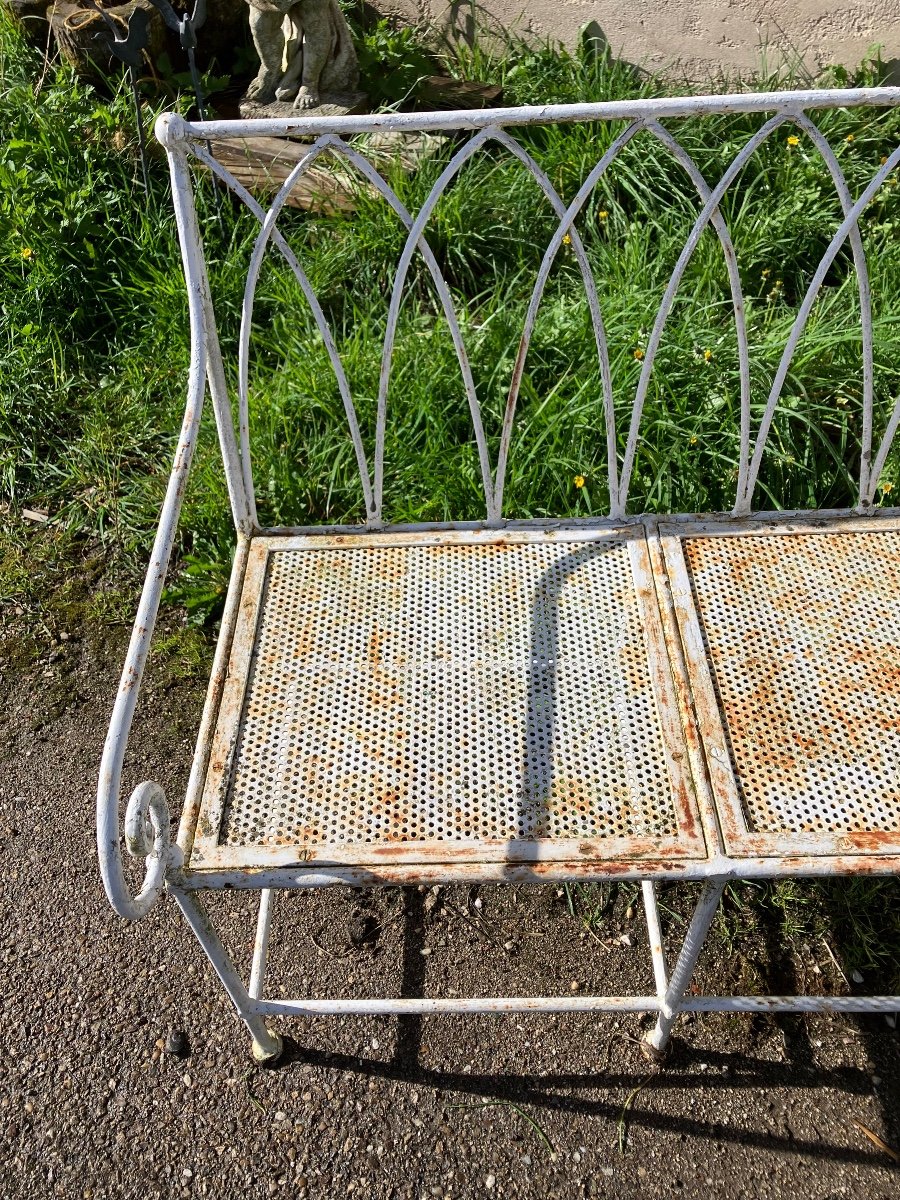 Rare Wrought Iron Garden Bench Right Back 19th-photo-4