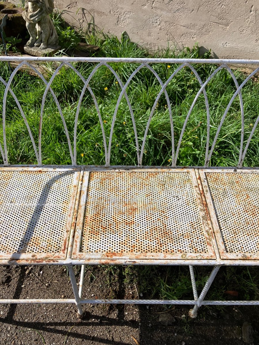 Rare Wrought Iron Garden Bench Right Back 19th-photo-5