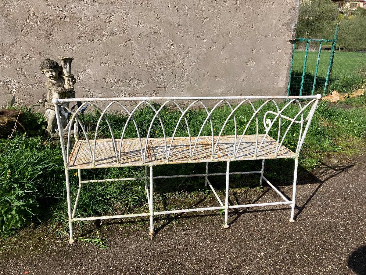 Rare Banc De Jardin En Fer Forgé Dossier Droit  19eme-photo-7