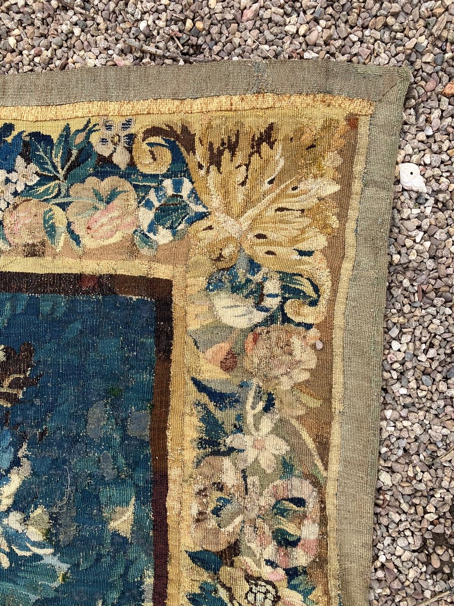 Large Aubusson Tapestry 18th Greenery With Duck In Wool And Silk -photo-6