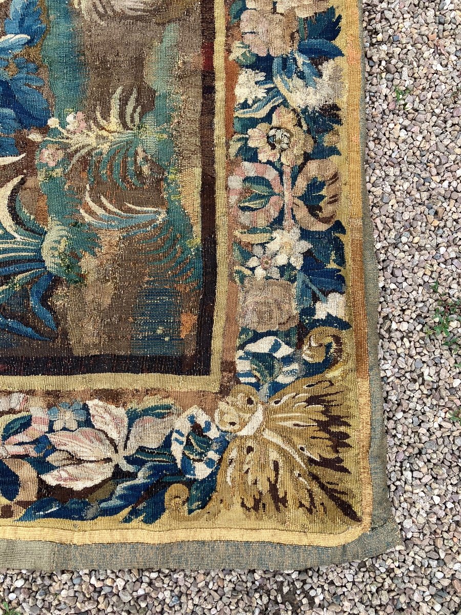 Large Aubusson Tapestry 18th Greenery With Duck In Wool And Silk -photo-8