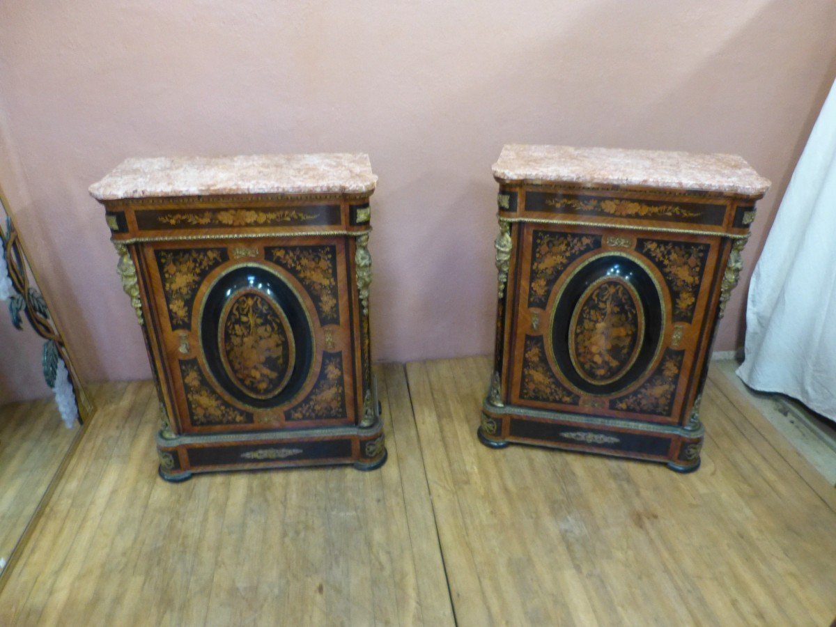 Pair Of Napoleon III Furniture At Support Height Low Buffet-photo-1