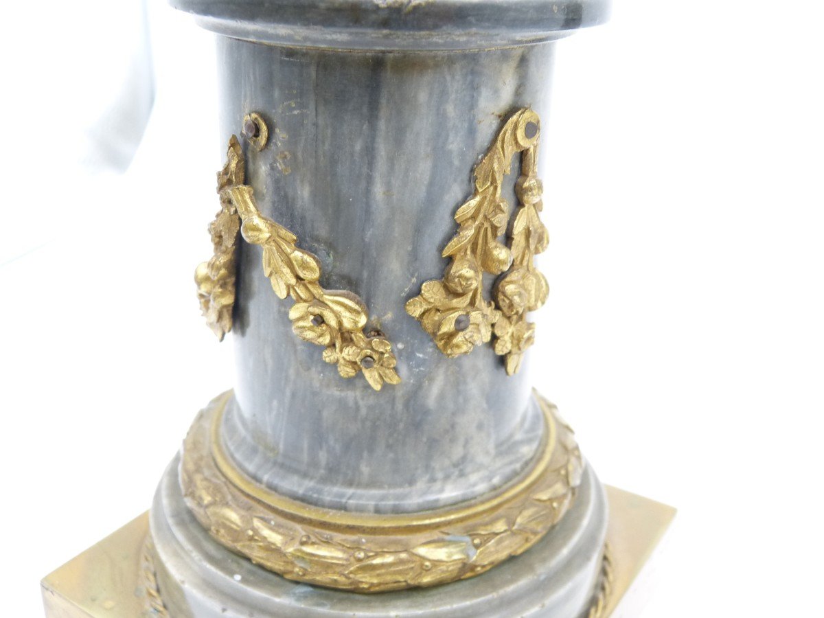 Pair Of Louis XVI Period Candelabra In Bronze And Gilt Bronze Turquin Blue Marble Bases-photo-5