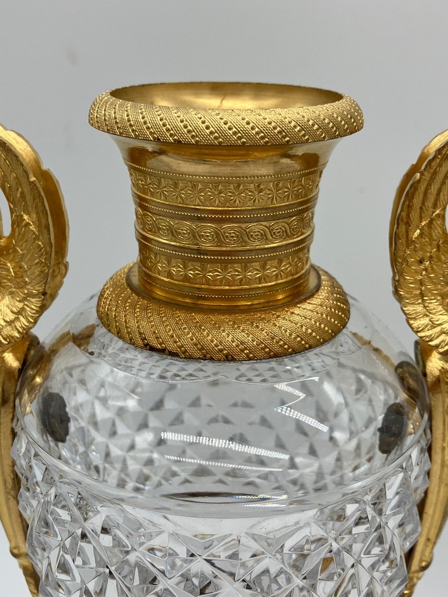 Pair Of Empire Crystal And Gilt Bronze Vases -photo-6
