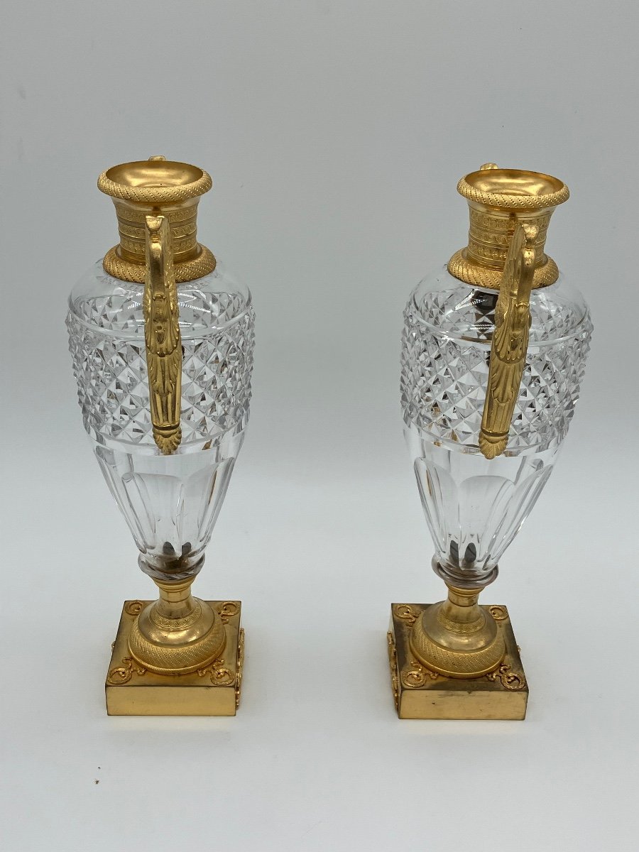 Pair Of Empire Crystal And Gilt Bronze Vases -photo-7
