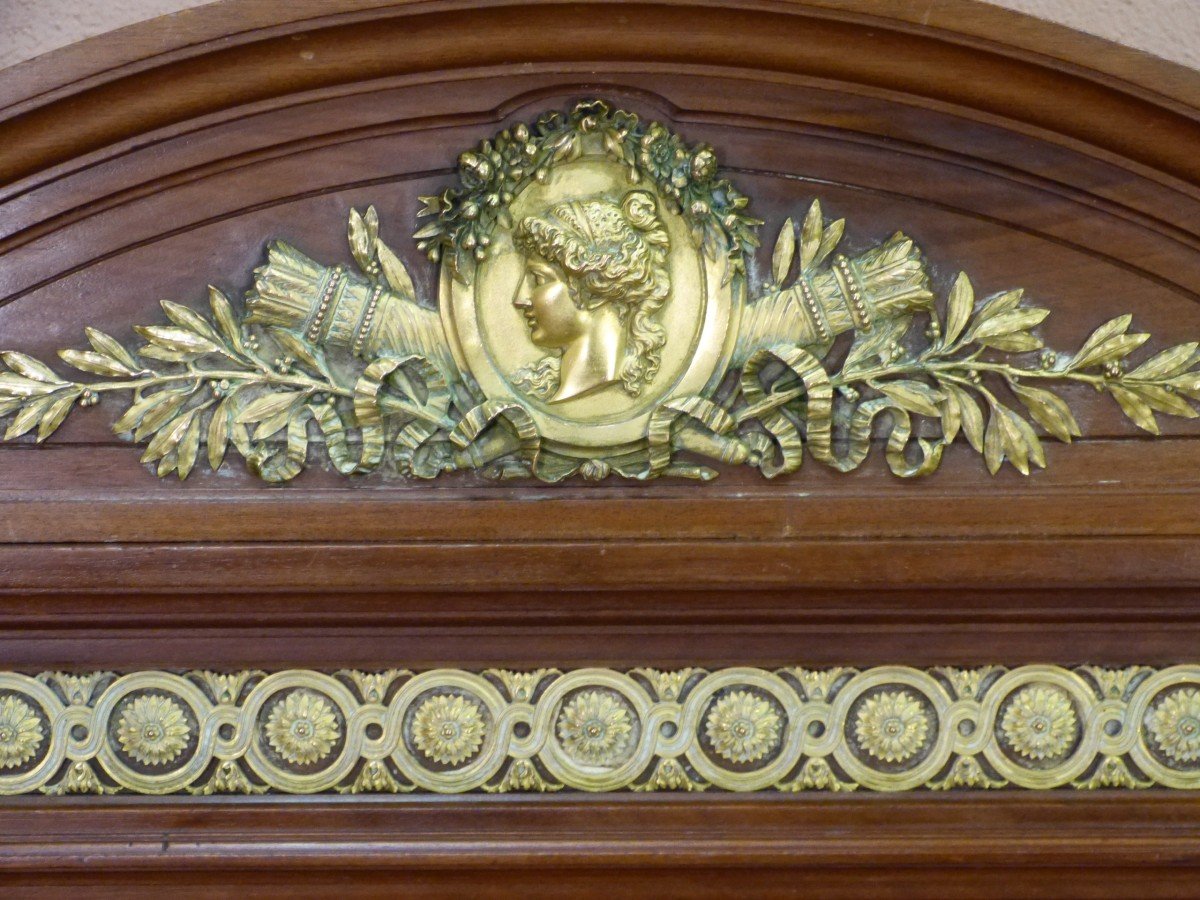 Grand Lit Louis XVI En Acajou Bronzes Dorés Napoléon III Largeur 150 Cm Intérieur-photo-1
