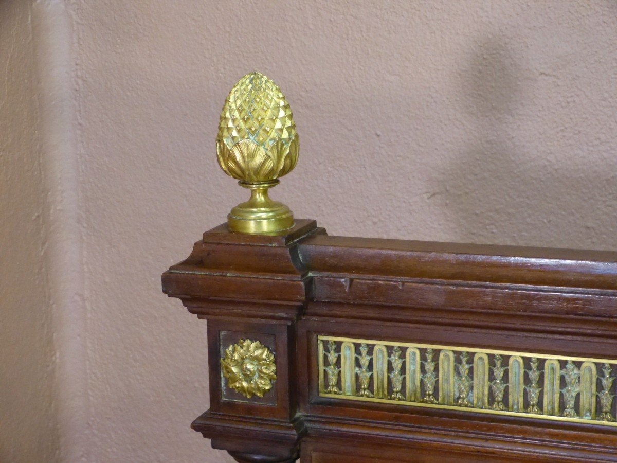 Grand Lit Louis XVI En Acajou Bronzes Dorés Napoléon III Largeur 150 Cm Intérieur-photo-2