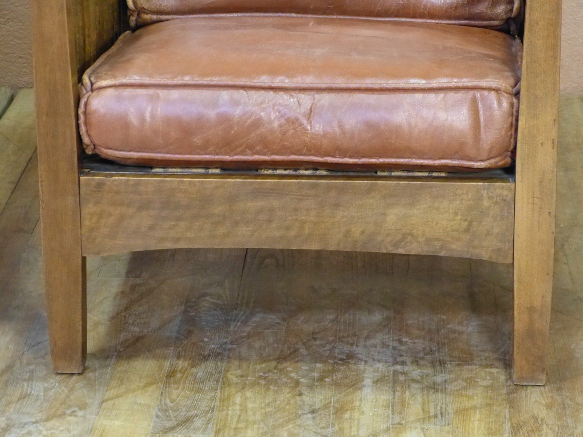 Paire De Fauteuils Maurice En Cuir Dossiers Inclinables-photo-3