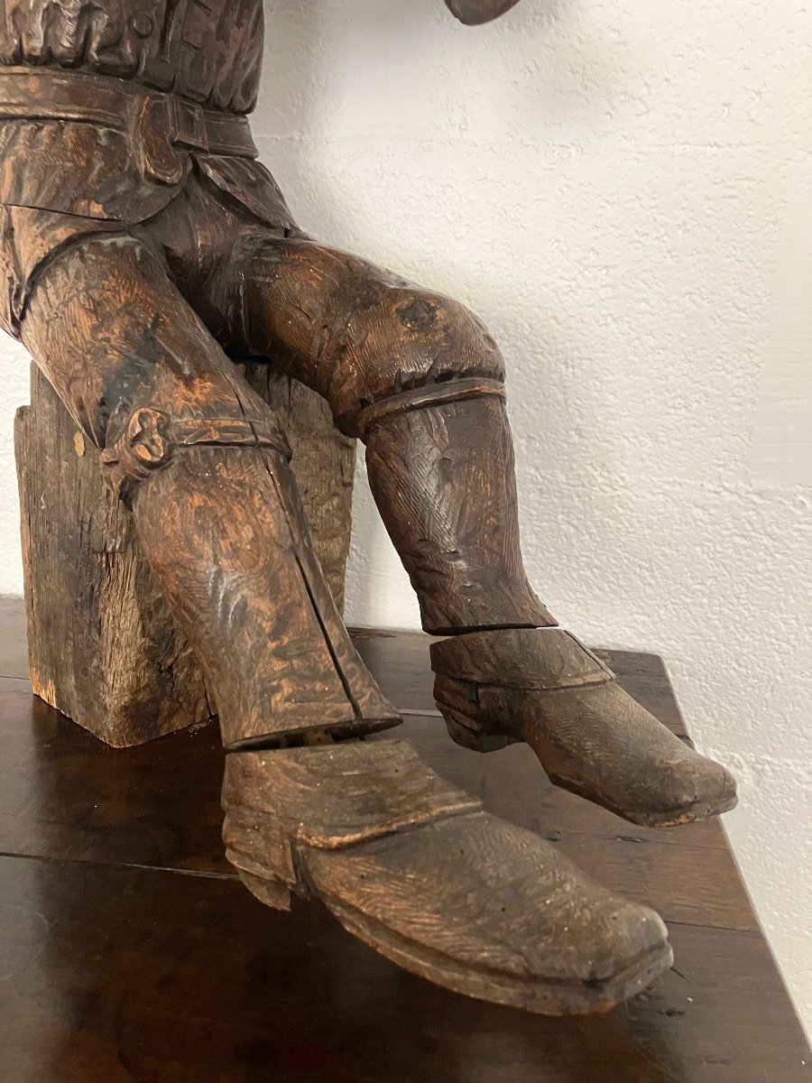 Breton Character Musician Figurehead 19th Century. Oak Sculpture Statue-photo-8