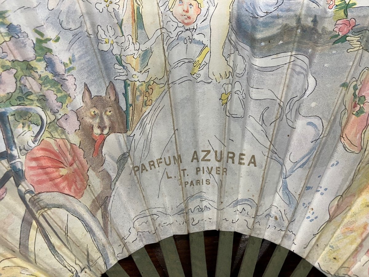 Advertising Fan Perfume Piver Azurea Willette 1906 Paris Perfumery -photo-4