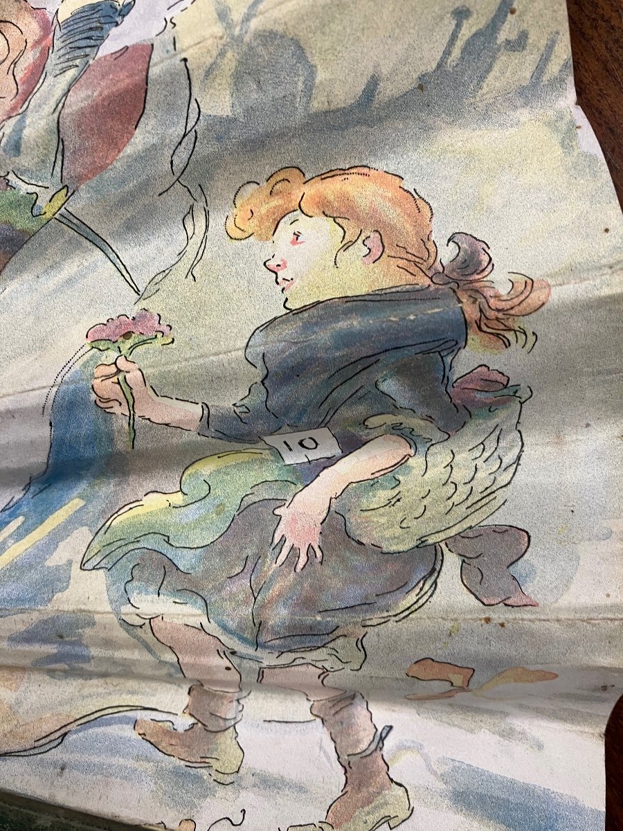 Advertising Fan Perfume Piver Azurea Willette 1906 Paris Perfumery -photo-3