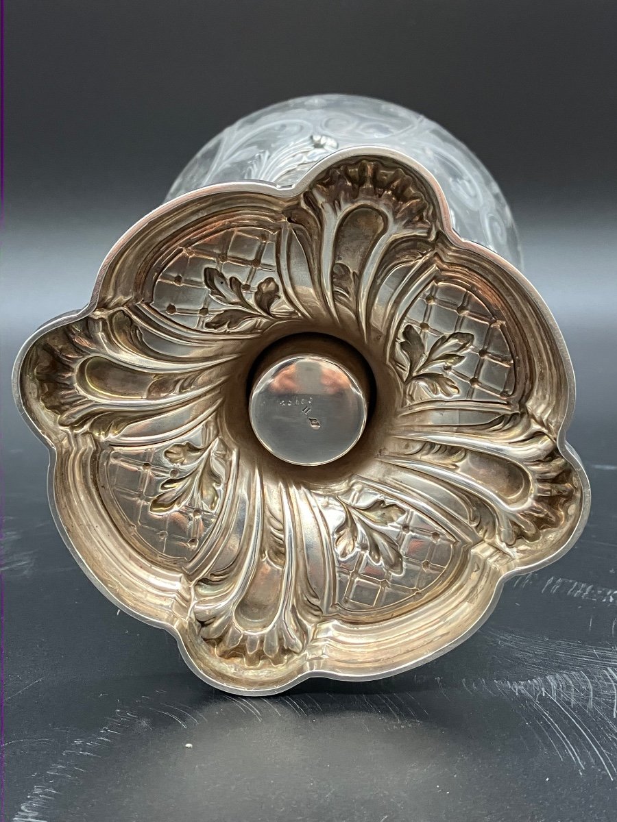 Aiguière En Cristal Gravé Et Argent Minerve-photo-5