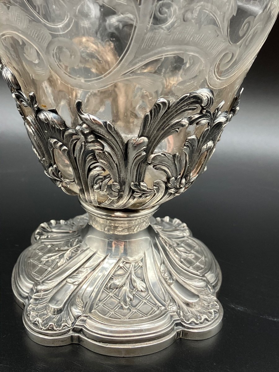 Aiguière En Cristal Gravé Et Argent Minerve-photo-8