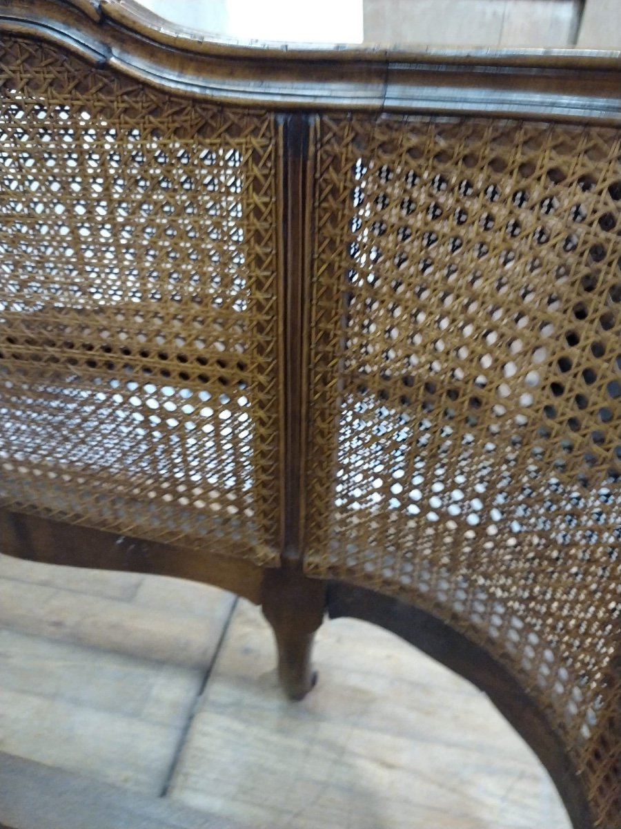 Immense Lit En Noyer De Style Louis 15 Cannage King Size Largeur 200-photo-2