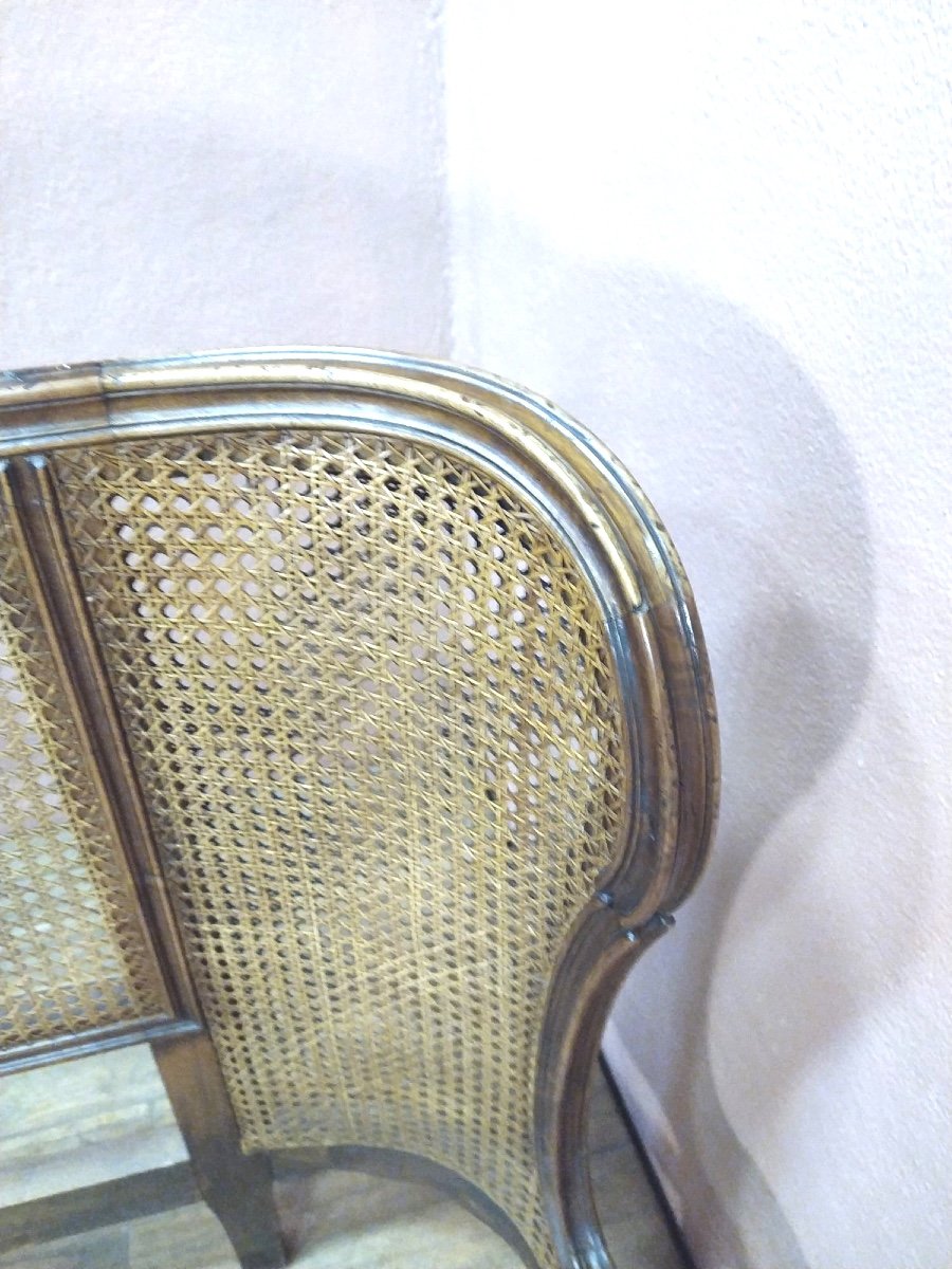 Immense Lit En Noyer De Style Louis 15 Cannage King Size Largeur 200-photo-7