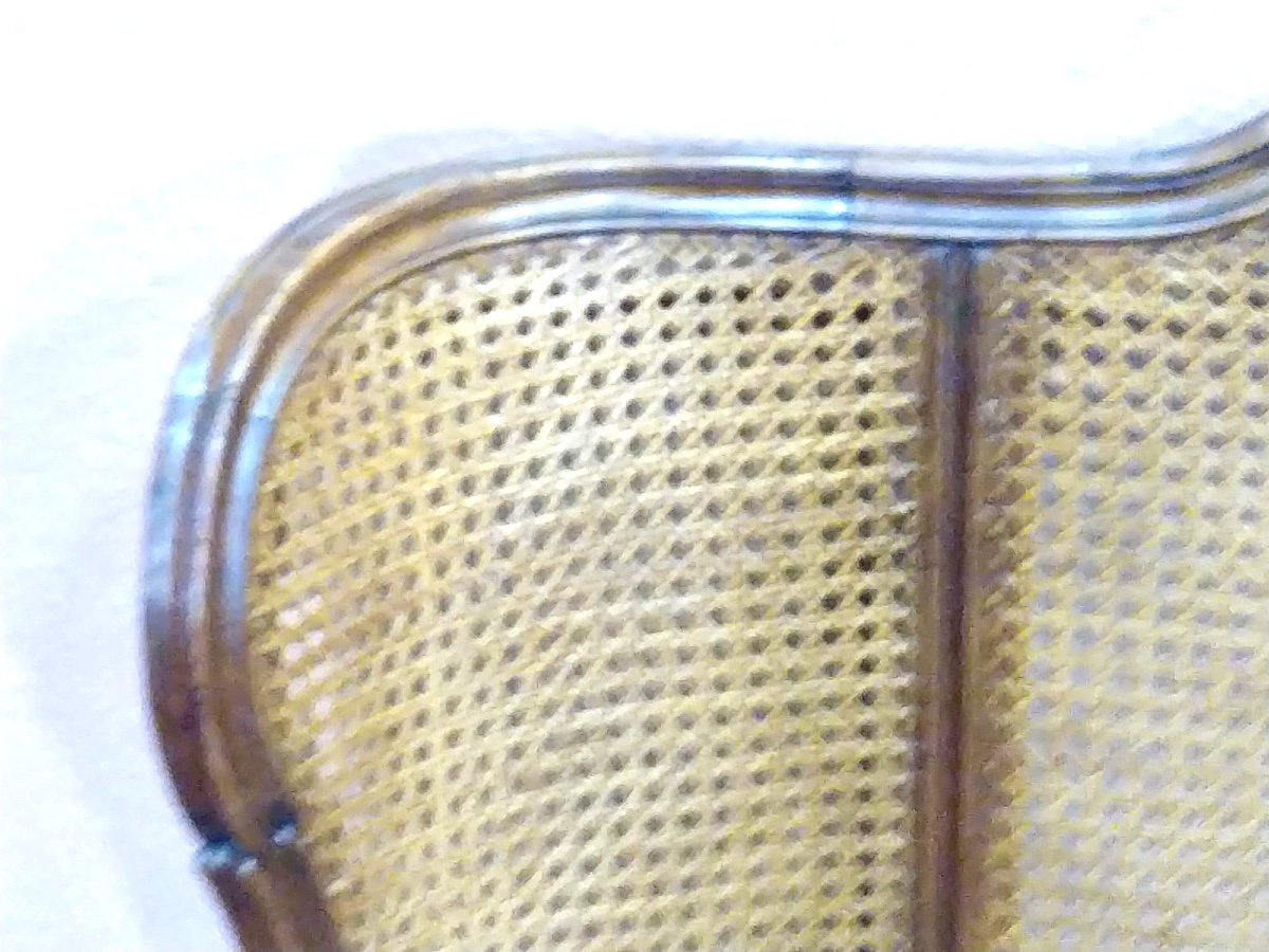 Immense Lit En Noyer De Style Louis 15 Cannage King Size Largeur 200-photo-8