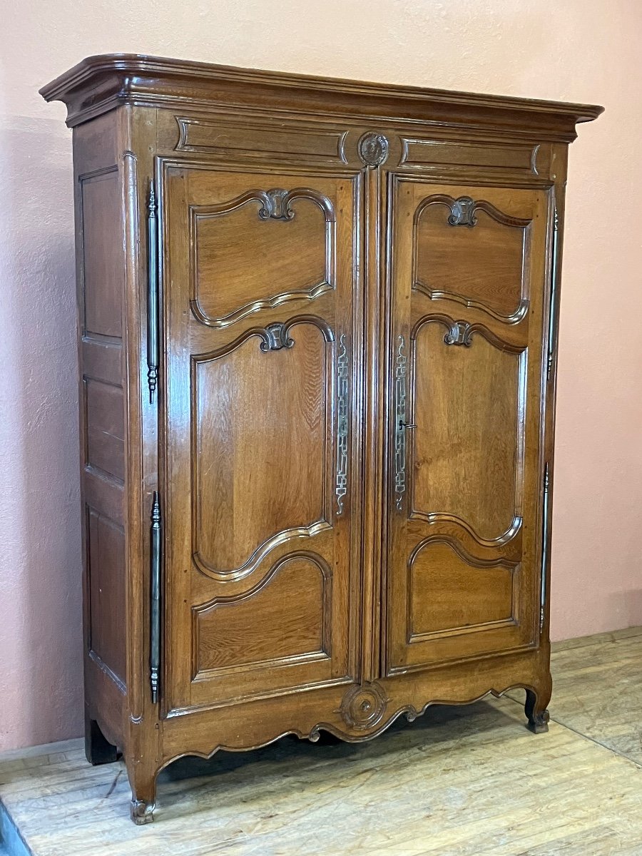 Beautiful Small Vosges Wardrobe 202 Cm In Oak Early 19th Century Vosges Lorraine -photo-2