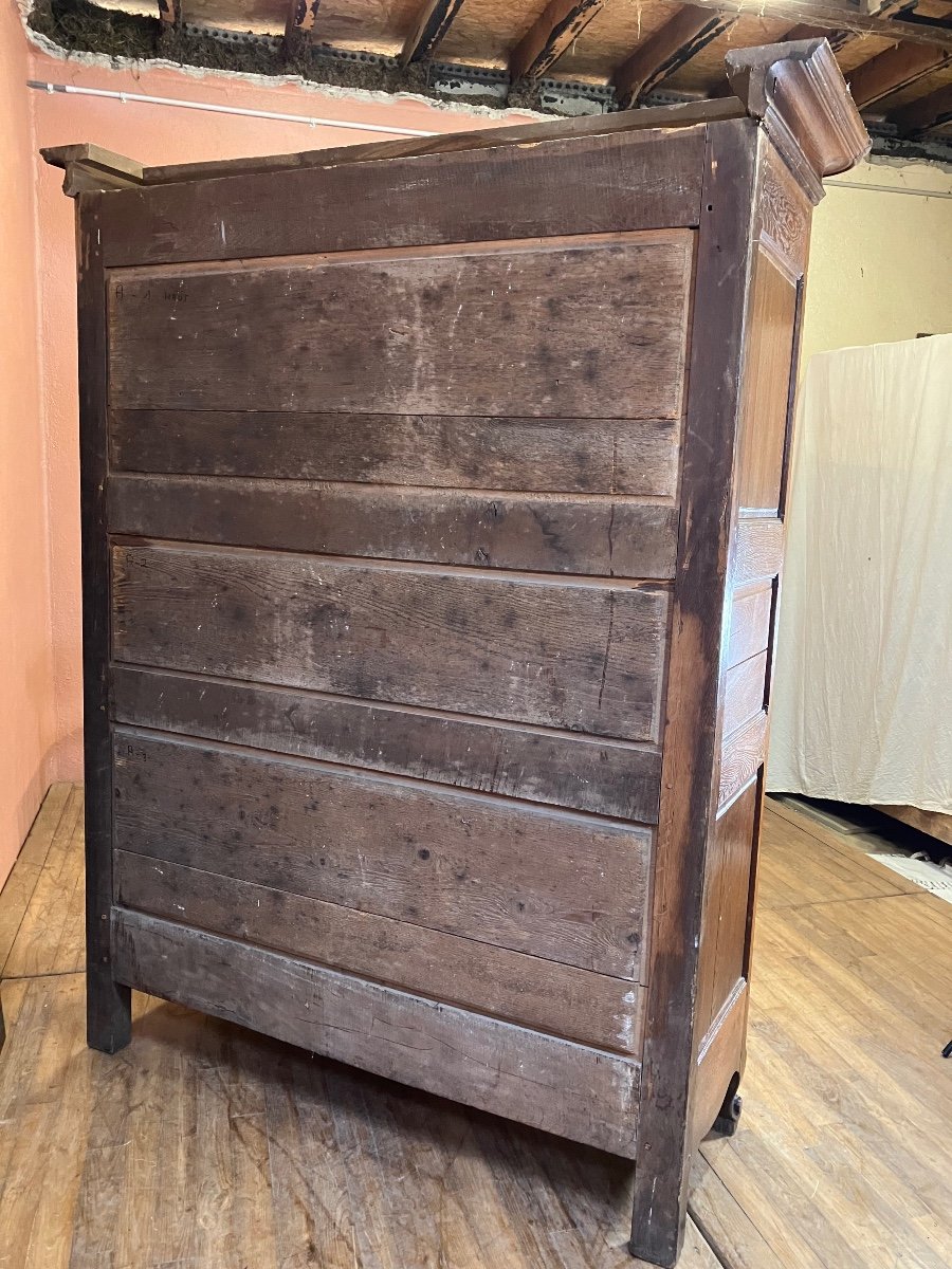 Beautiful Small Vosges Wardrobe 202 Cm In Oak Early 19th Century Vosges Lorraine -photo-5