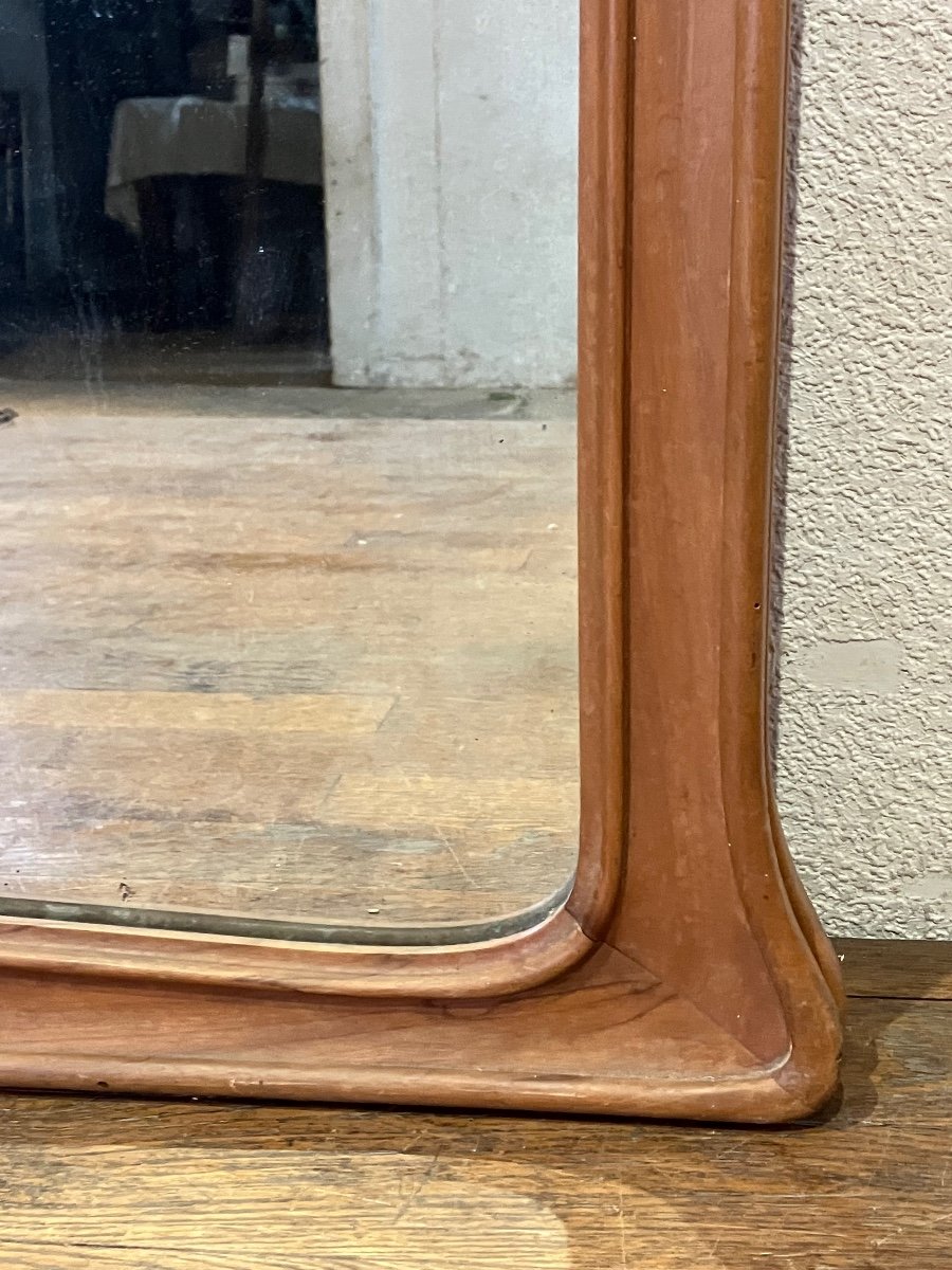 Grand Miroir Art Nouveau En Acajou Blond 160 X 96 Cm-photo-3