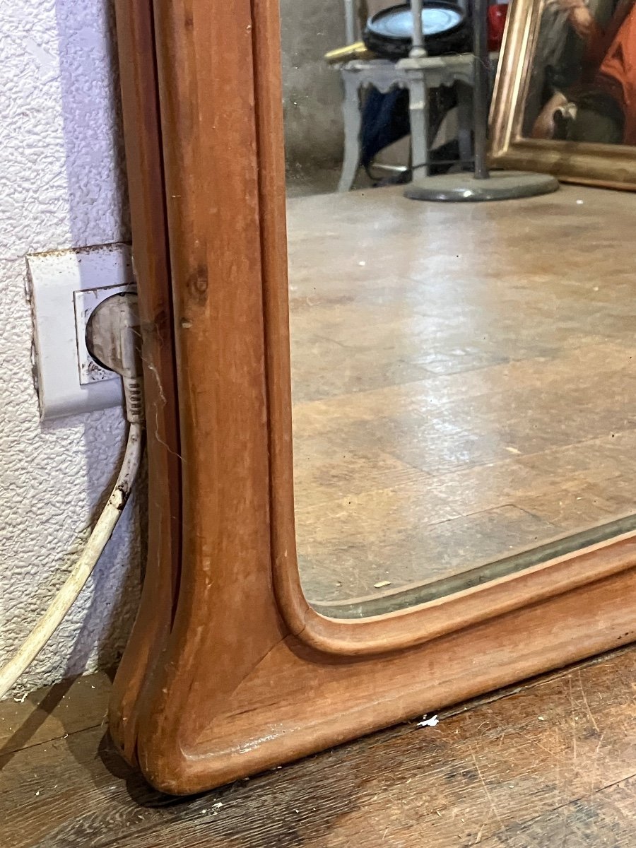 Grand Miroir Art Nouveau En Acajou Blond 160 X 96 Cm-photo-2
