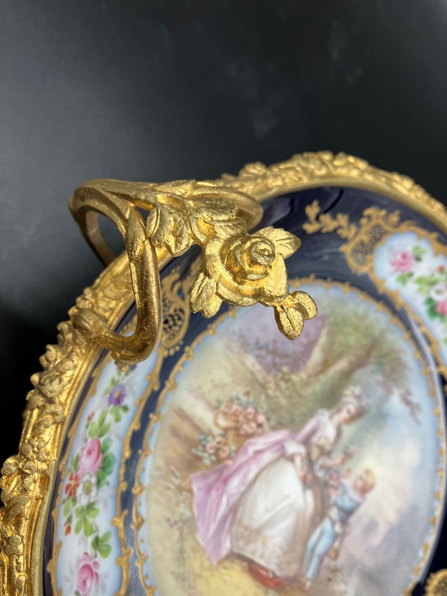 Coupe Porcelaine Sèvres Napoléon III Monture  Bronze Doré -photo-2